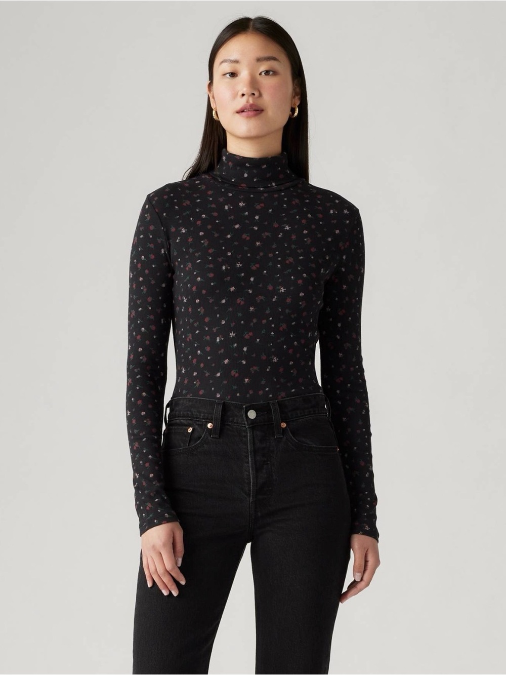 Levi’s Black Floral Turtleneck